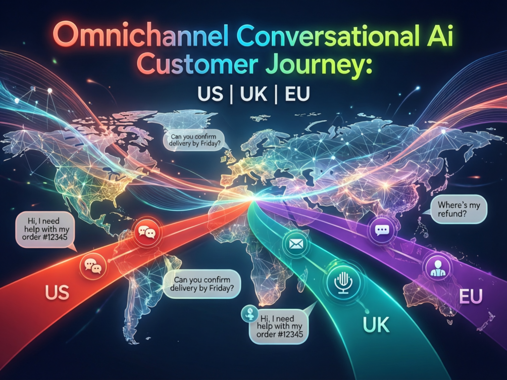Omnichannel customer journey using conversational AI for customer service across web, WhatsApp and voice