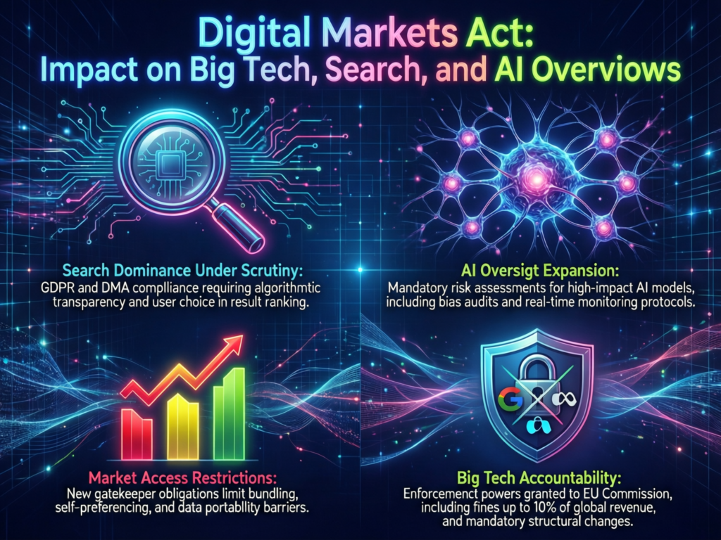 Concept image of DMA affecting Google Search and AI overviews in Europe.