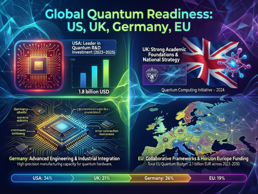 Quantum readiness comparison for US, UK, Germany and EU enterprises