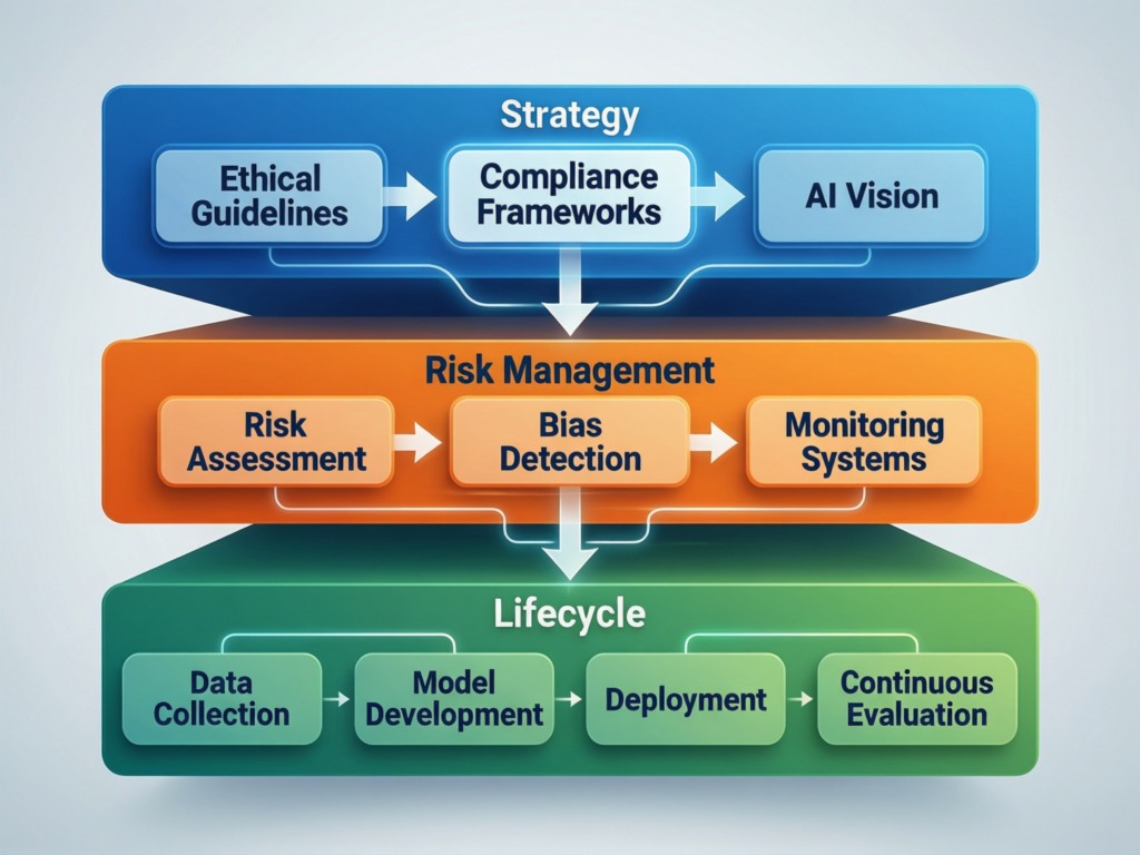 Diagram of three-tier AI governance operating model for CIOs