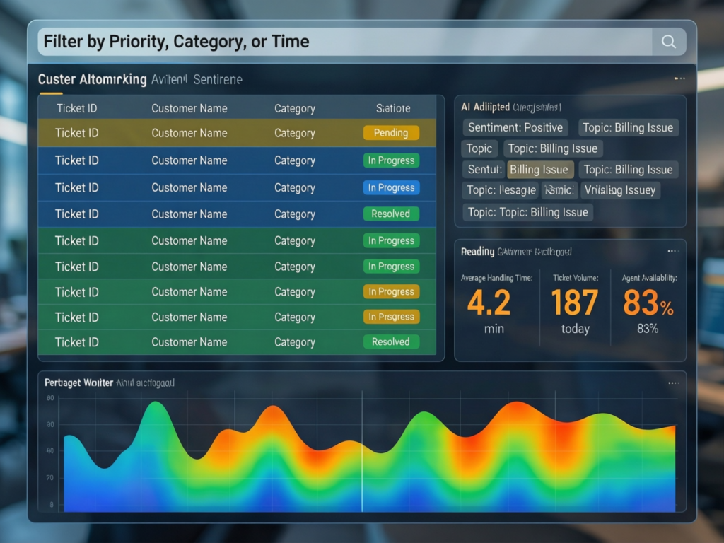 Human review queue dashboard for contact center AI workflows