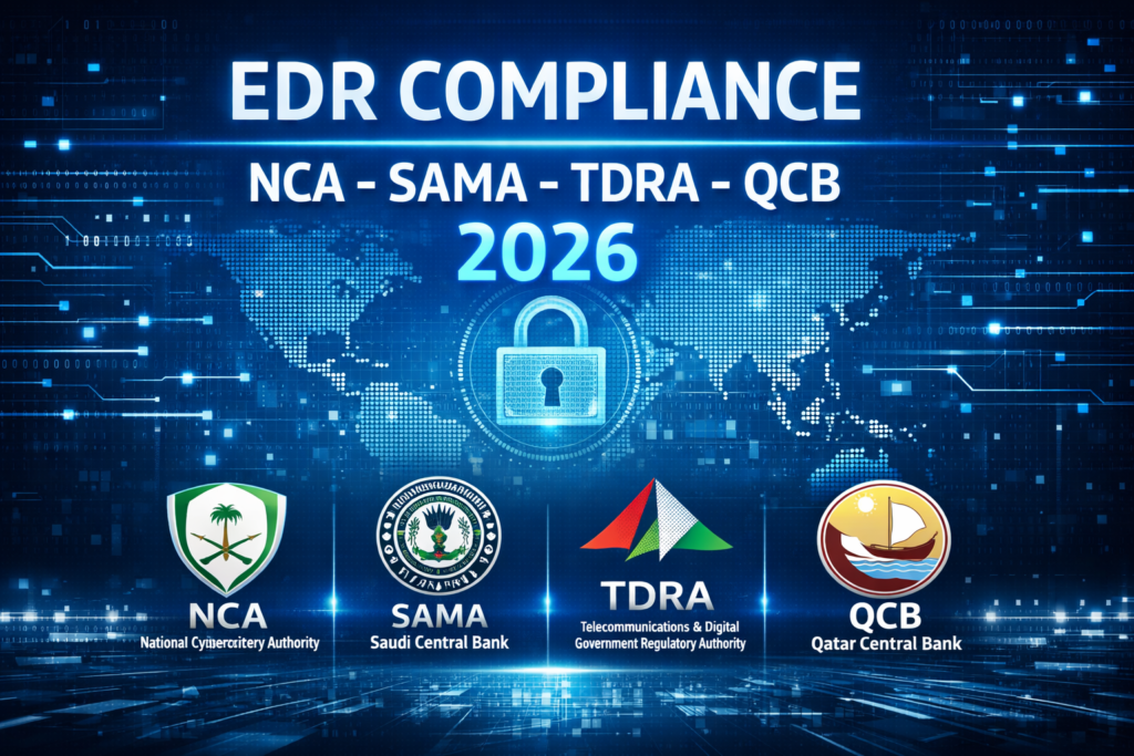 Visual mapping EDR capabilities to NCA, SAMA, TDRA, and QCB cybersecurity expectations