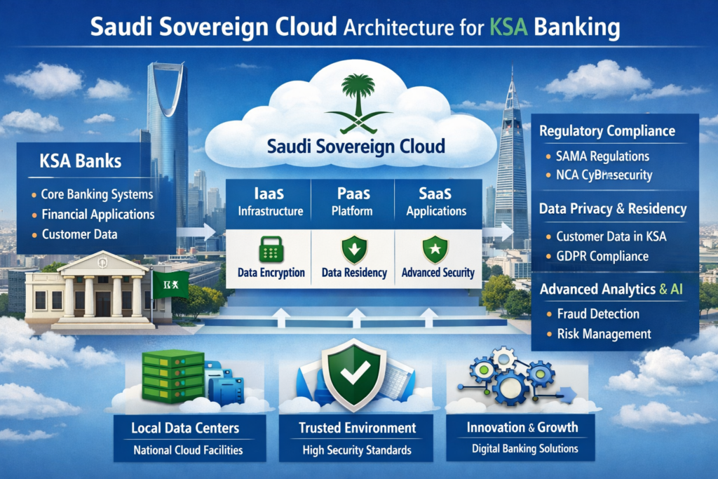 Example Saudi sovereign cloud architecture for regulated banking workloads under SAMA