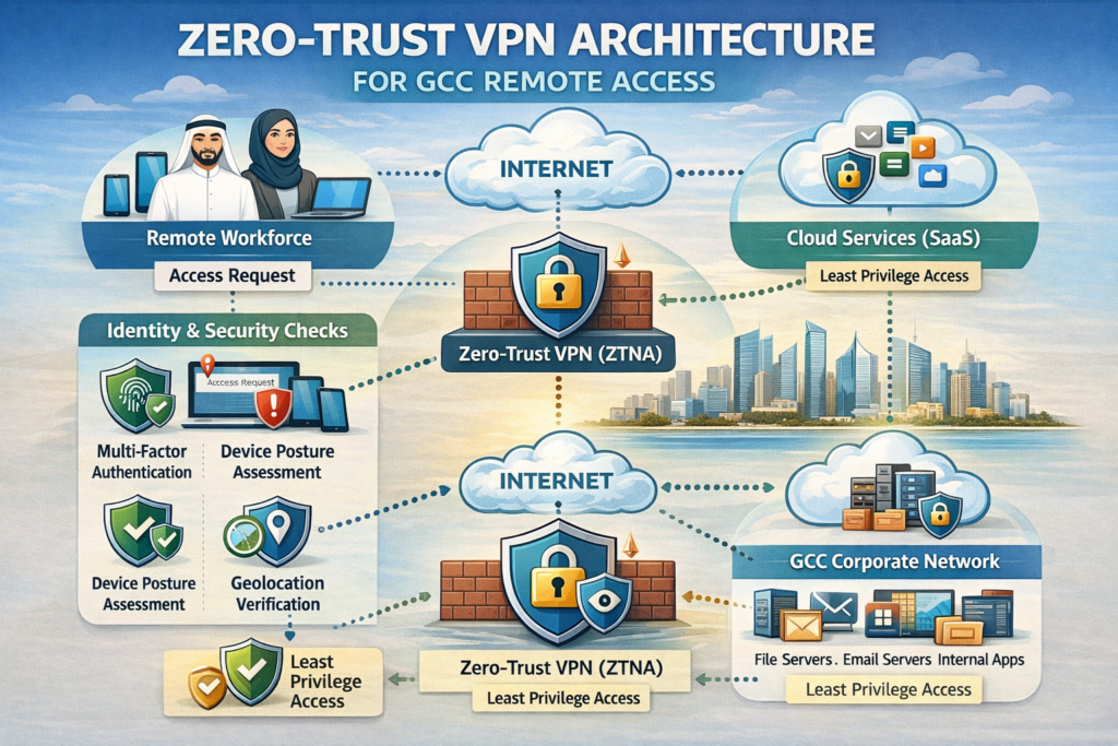 Zero Trust and VPN architecture for GCC remote work security policy