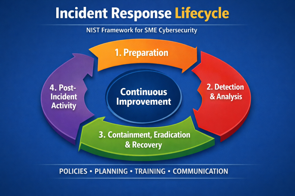 NIST-based security incident response lifecycle diagram for small businesses