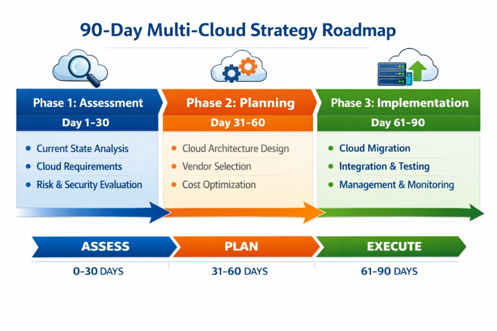90-day roadmap timeline for multi cloud strategy and de-risking plan