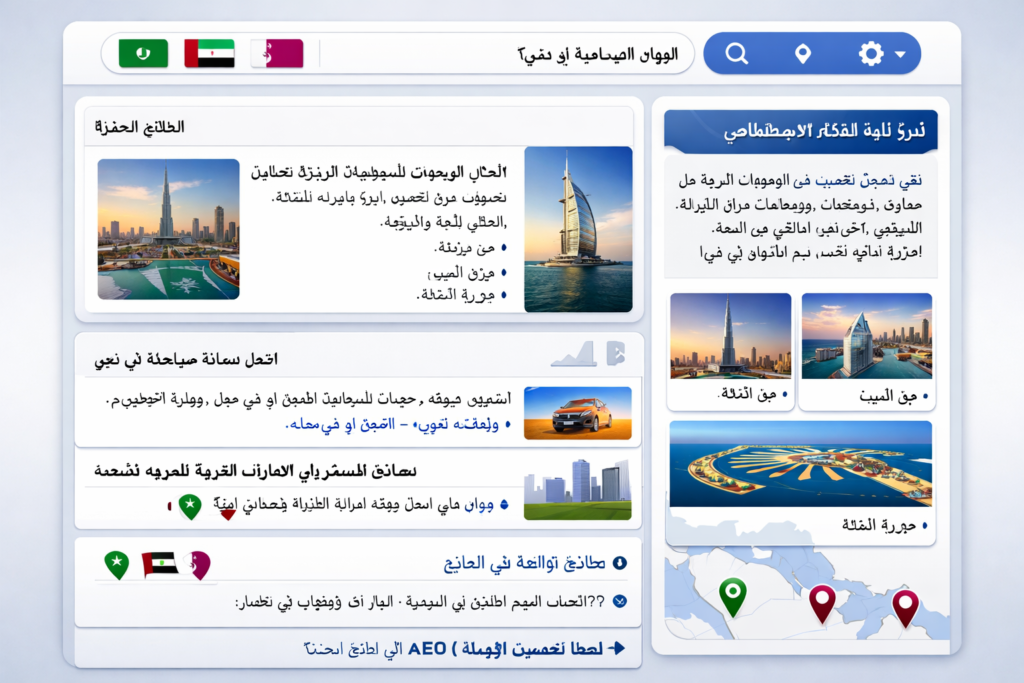 Arabic web design supporting SEO and AEO in GCC markets