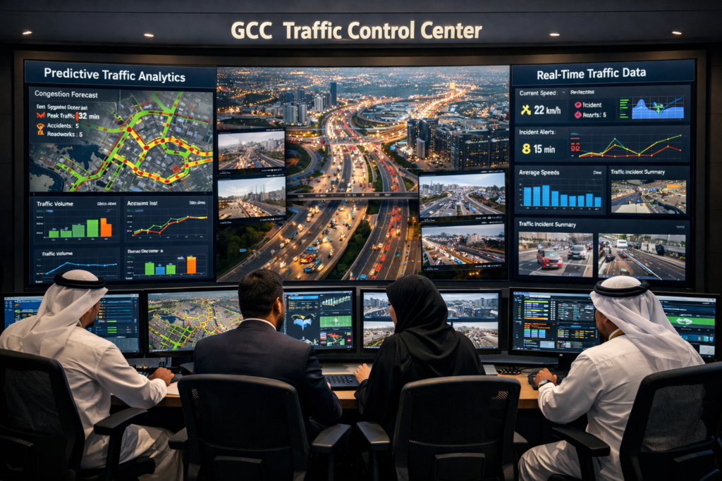 predictive traffic analytics interface for AI traffic optimization in Saudi UAE and Qatar