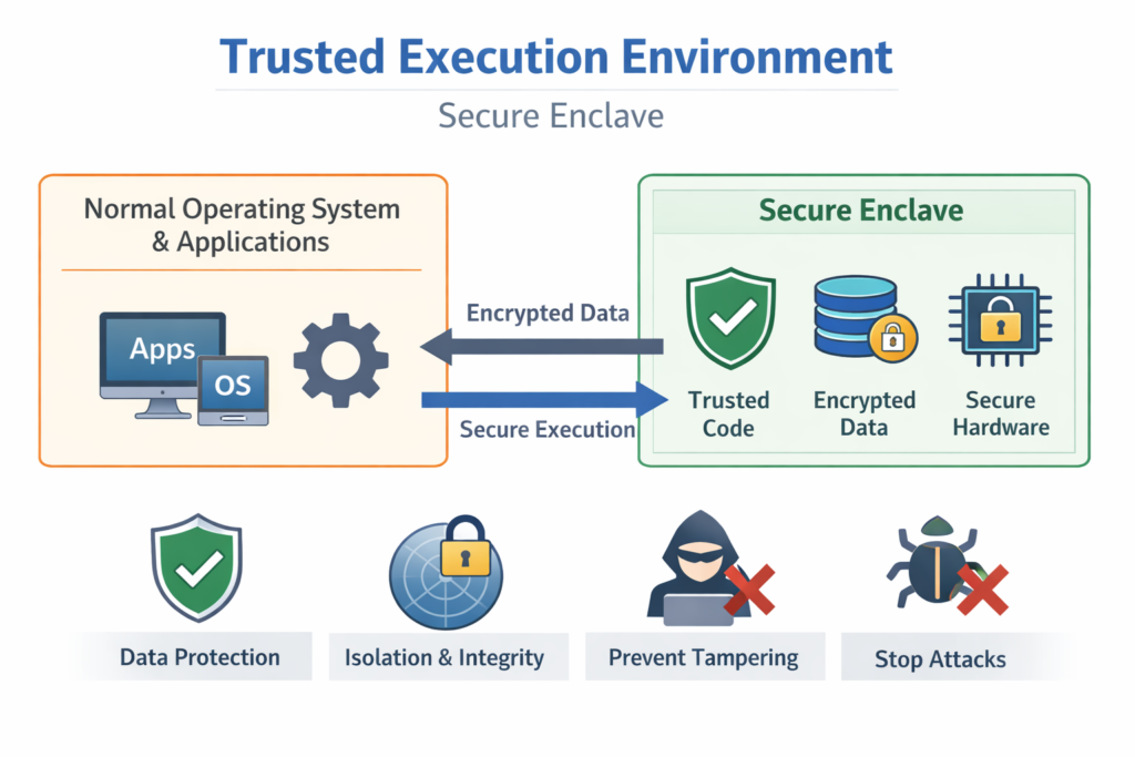 Trusted execution environment and secure enclave protecting sensitive data in cloud