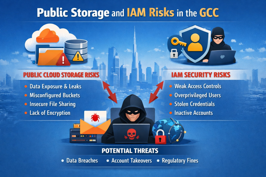 Common cloud security misconfigurations in GCC including public storage exposure and IAM risk