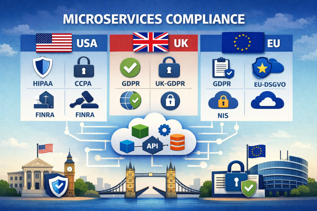 Microservices compliance considerations across the US UK and EU
