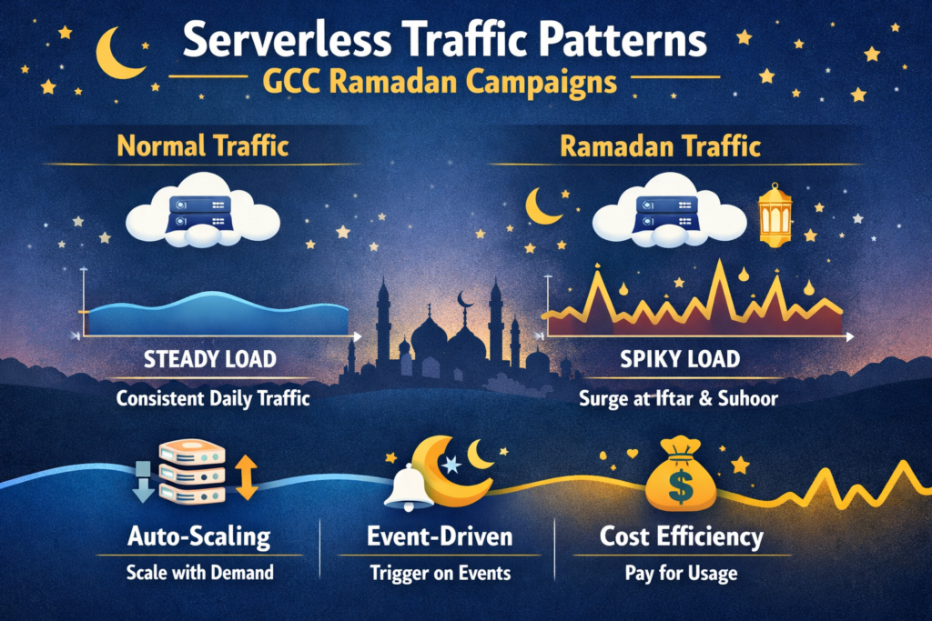 Graph of serverless computing for SMEs in Saudi Arabia and GCC during Ramadan traffic peaks