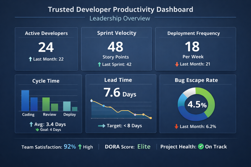 Trusted developer productivity dashboard for engineering leaders