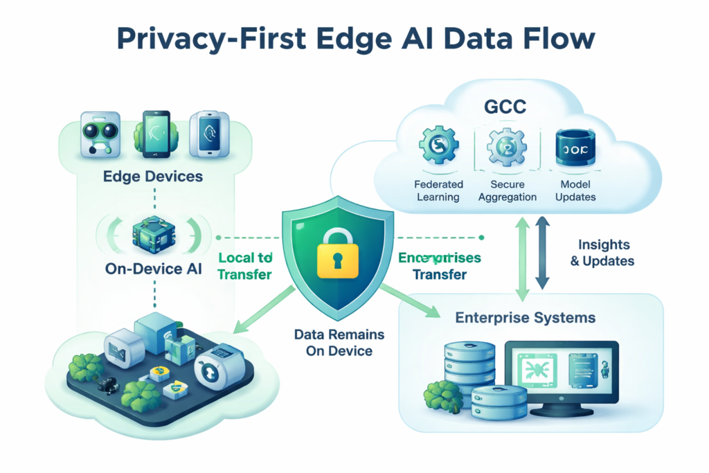 Privacy-first edge AI smart city architecture data flow for GCC municipalities