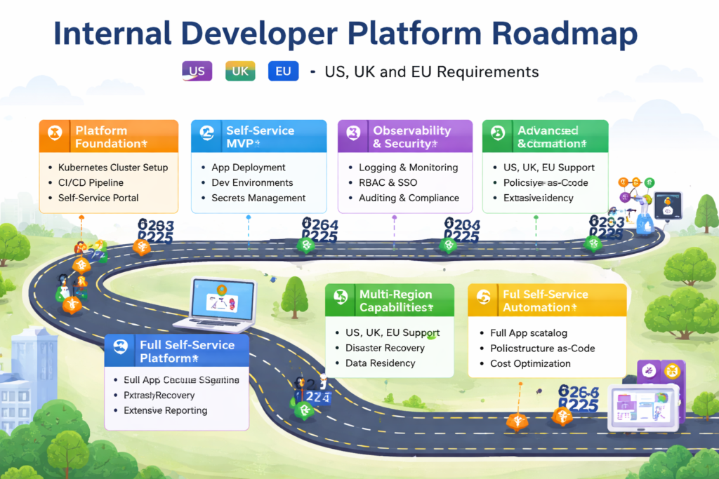 Internal developer platform roadmap for US, UK, Germany, and EU teams