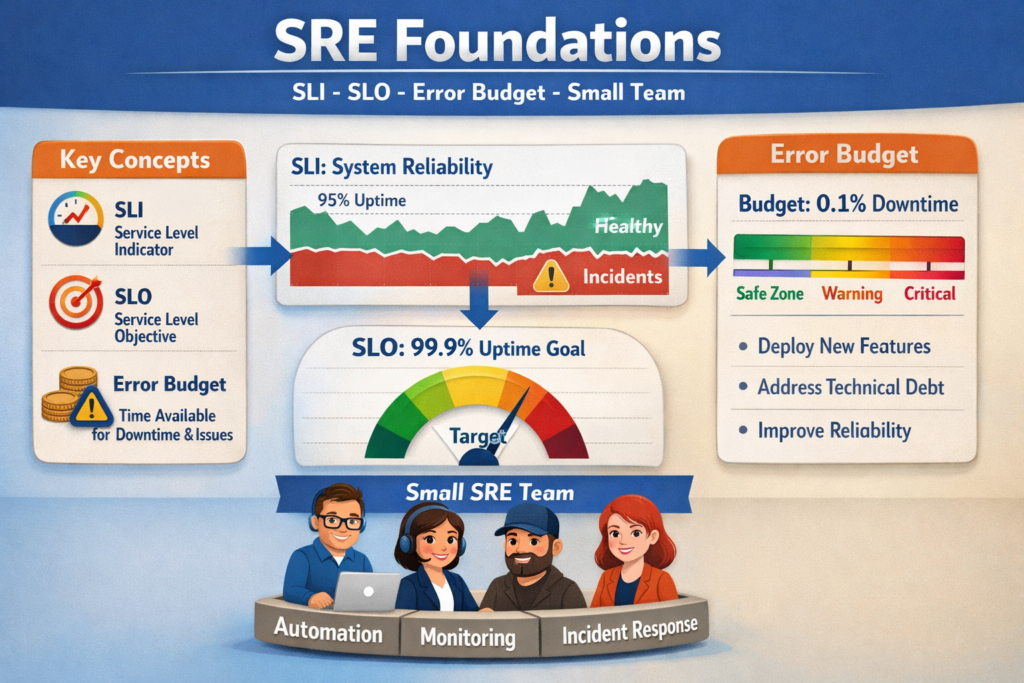 SRE for small teams framework with SLIs SLOs error budgets and service ownership