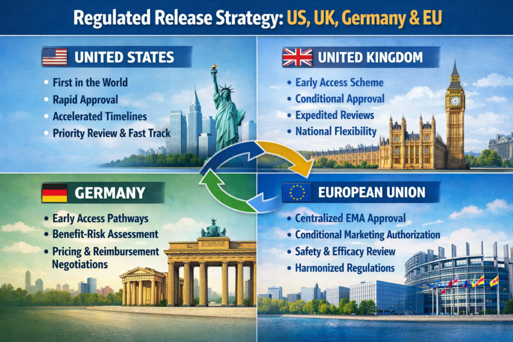 Canary vs blue green deployment compliance view for US UK Germany and EU teams