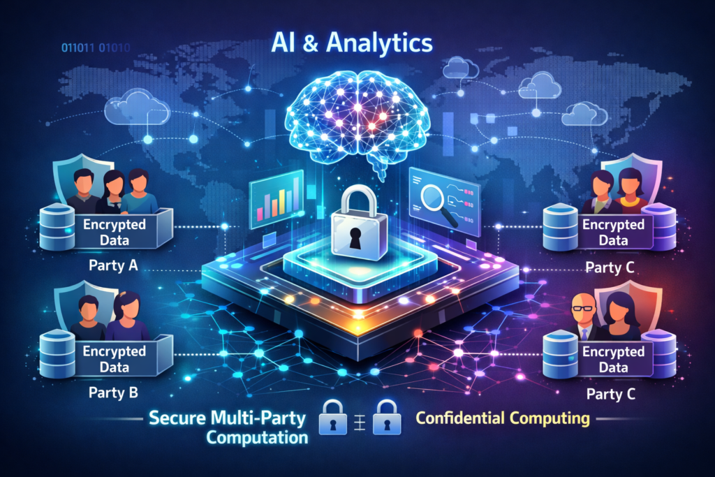AI and analytics secure multi-party computation using confidential computing in the cloud