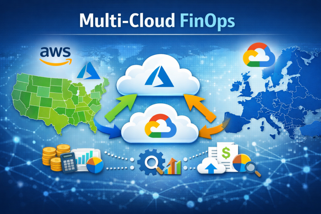 Multi-cloud FinOps cost optimization across AWS, Azure and GCP in the US, UK and EU
