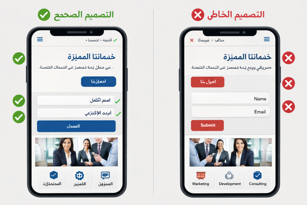 RTL UX example for Arabic web design in Saudi UAE and Qatar