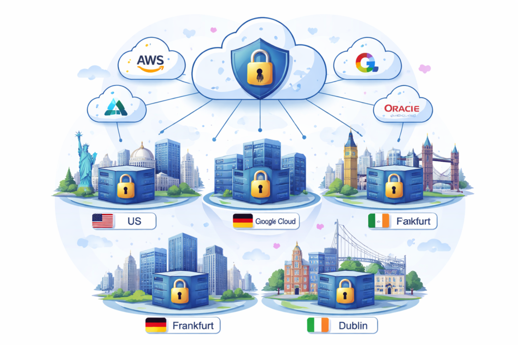 Multi-cloud confidential computing regional deployment across US, UK, Frankfurt and Dublin