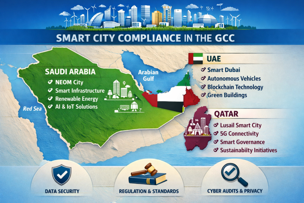 Smart city digital twin compliance map for Saudi UAE and Qatar