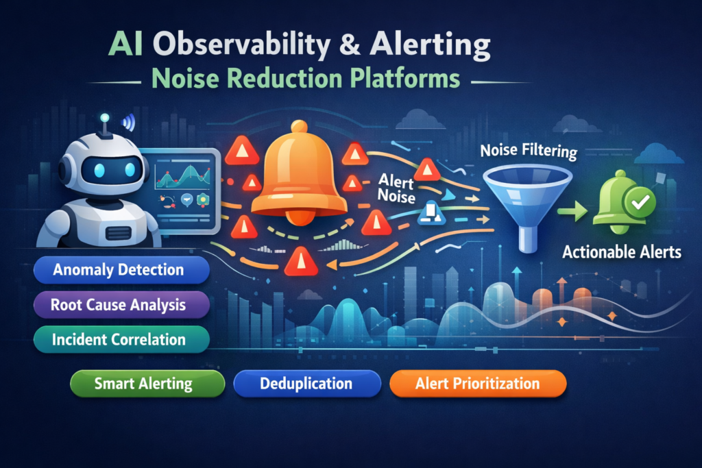 observability logs vs metrics vs traces with AI alerting and noise reduction