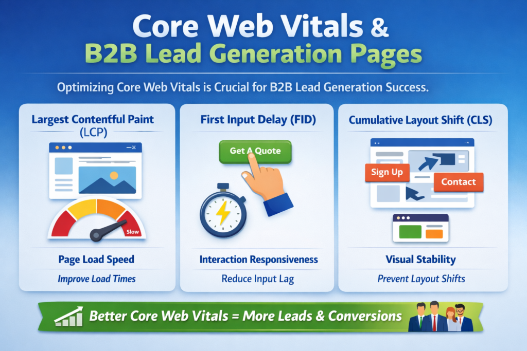 Core Web Vitals review in a technical SEO audit checklist for B2B lead generation pages