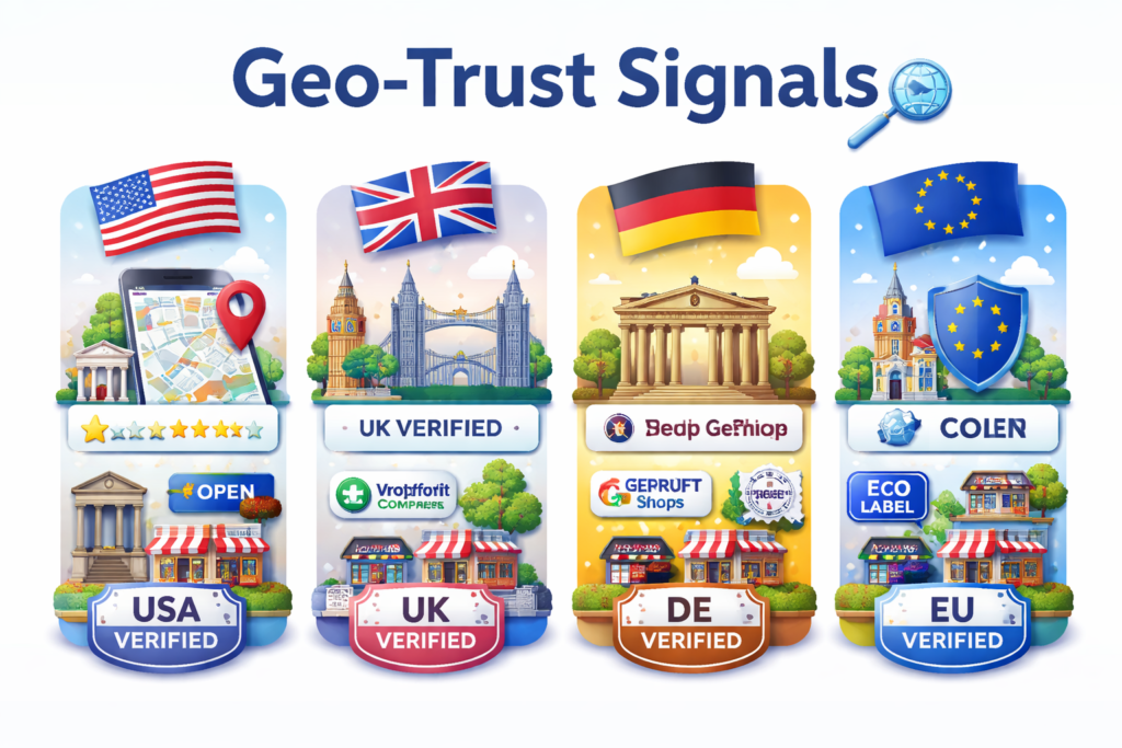 Entity SEO trust signals for US, UK, Germany, and EU markets