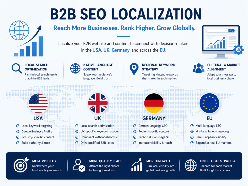 B2B SEO case study framework for USA UK Germany and EU markets