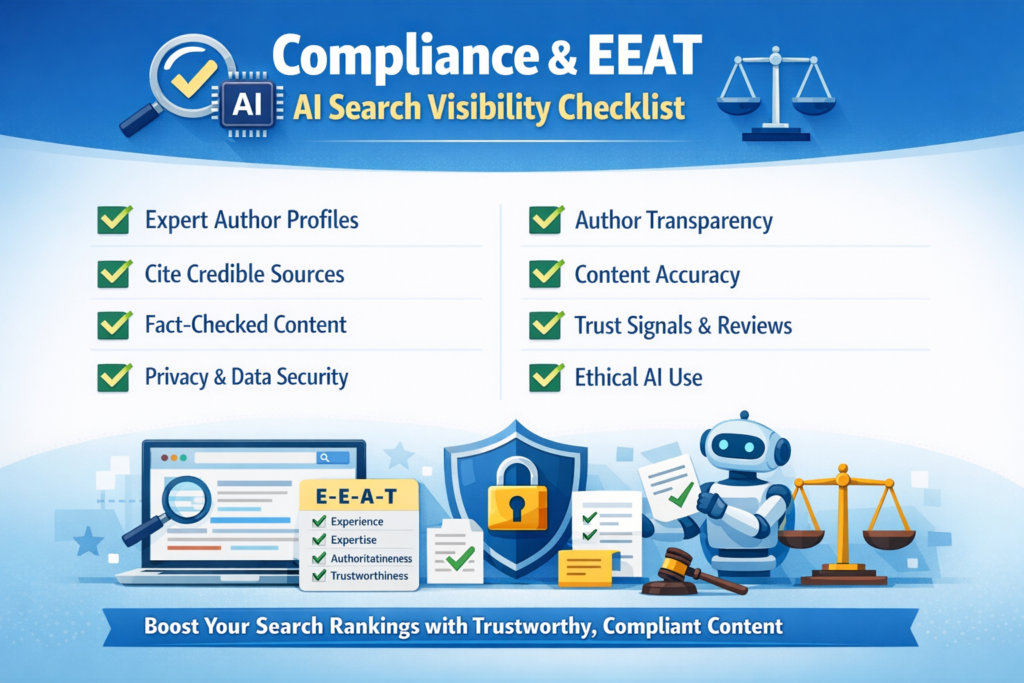 Compliance and E-E-A-T checklist for AEO vs SEO vs GEO content