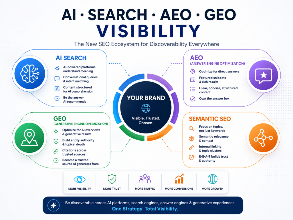 Semantic topic clusters for AI search AEO and GEO visibility