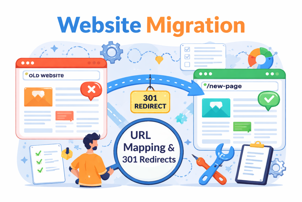 Website redesign SEO URL mapping and 301 redirects workflow