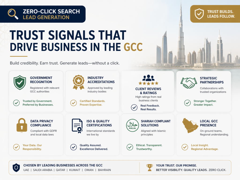 zero-click search lead generation trust signals in the GCC