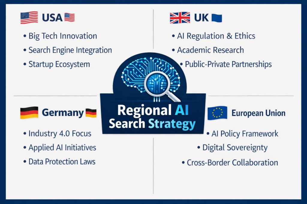 Regional AEO vs SEO vs GEO strategy for USA UK Germany and EU