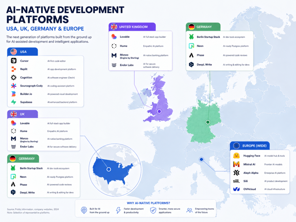 Regional adoption of AI-native development platforms across USA, UK, Germany, and Europe