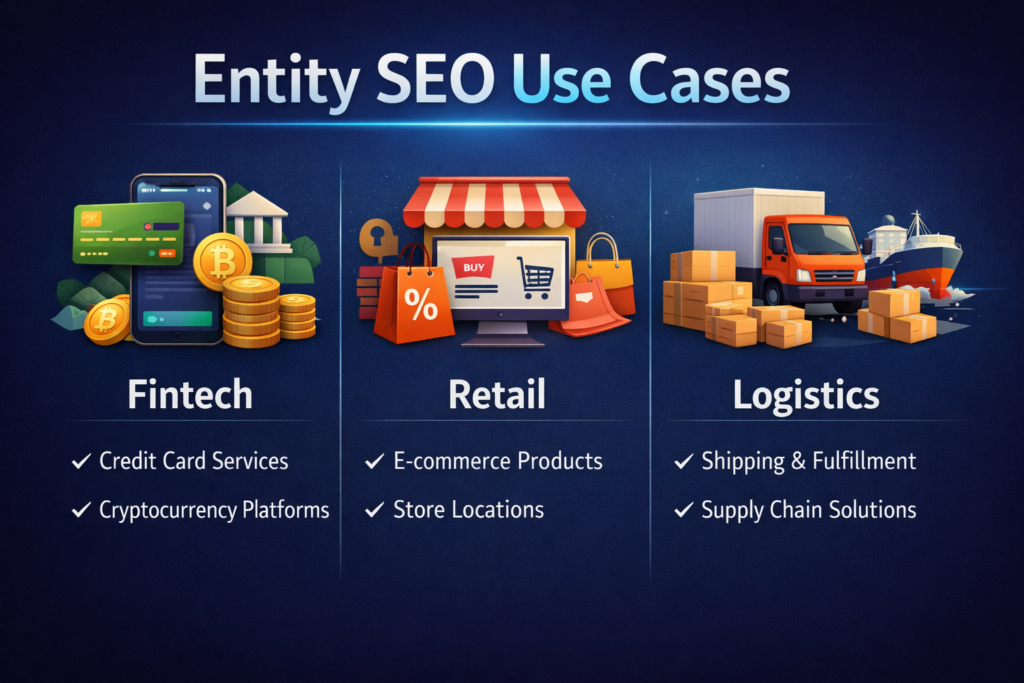 Entity SEO agency MENA use cases for fintech retail and logistics in GCC