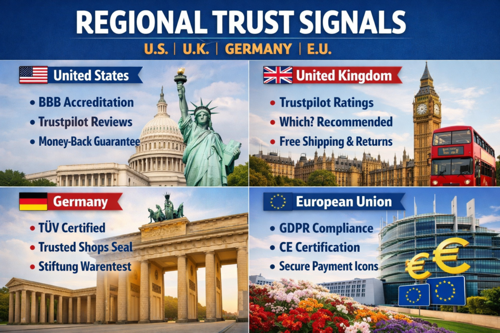 Regional trust signals for lead generation in the US UK Germany and EU