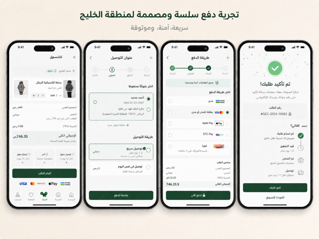 Arabic mobile checkout UX for cash on delivery ecommerce in the GCC