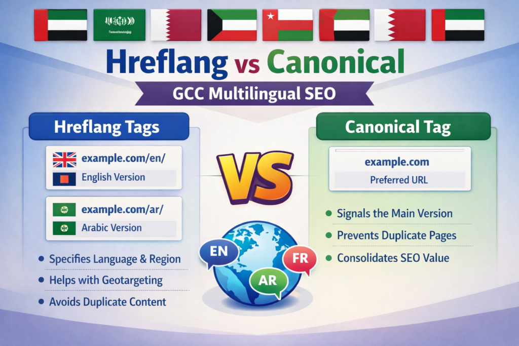 hreflang vs canonical in multilingual SEO for GCC websites