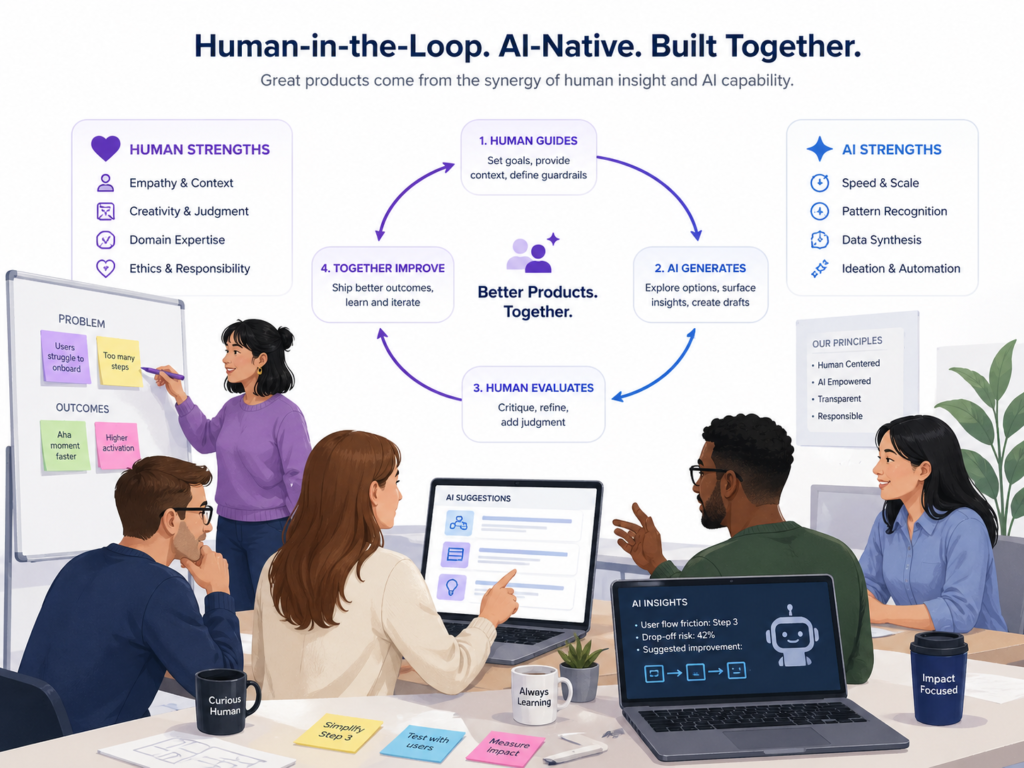 Human-in-the-loop AI-native development platforms for product teams