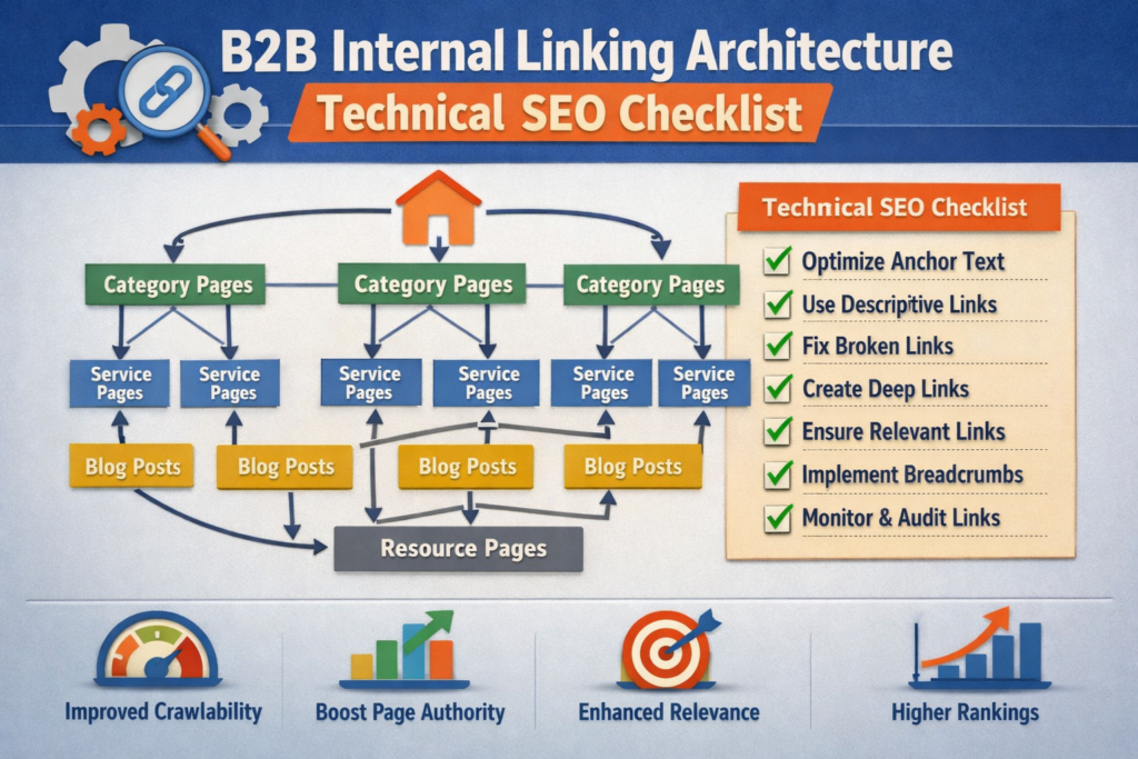 Internal linking architecture in a technical SEO audit checklist for B2B websites