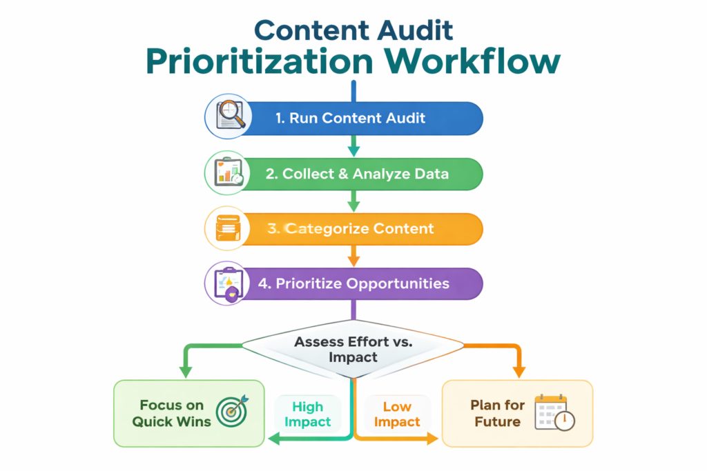 content refresh strategy audit workflow for GCC content teams