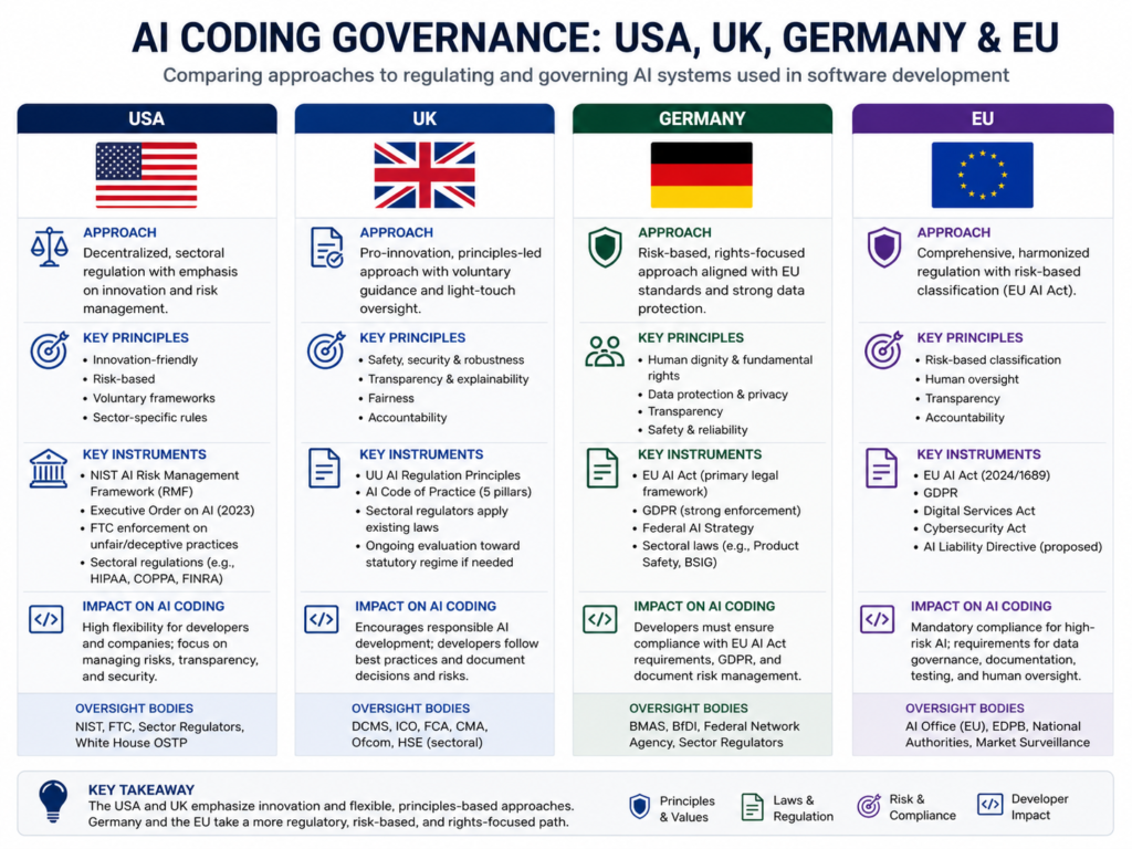 AI coding assistant risks governance for USA UK Germany and EU teams