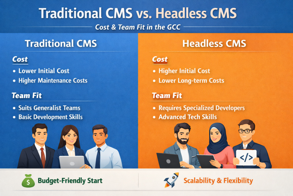 Cost and team fit comparison for headless vs traditional CMS in the GCC