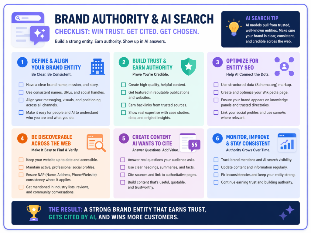 Brand authority checklist for entity SEO and AI search discoverability