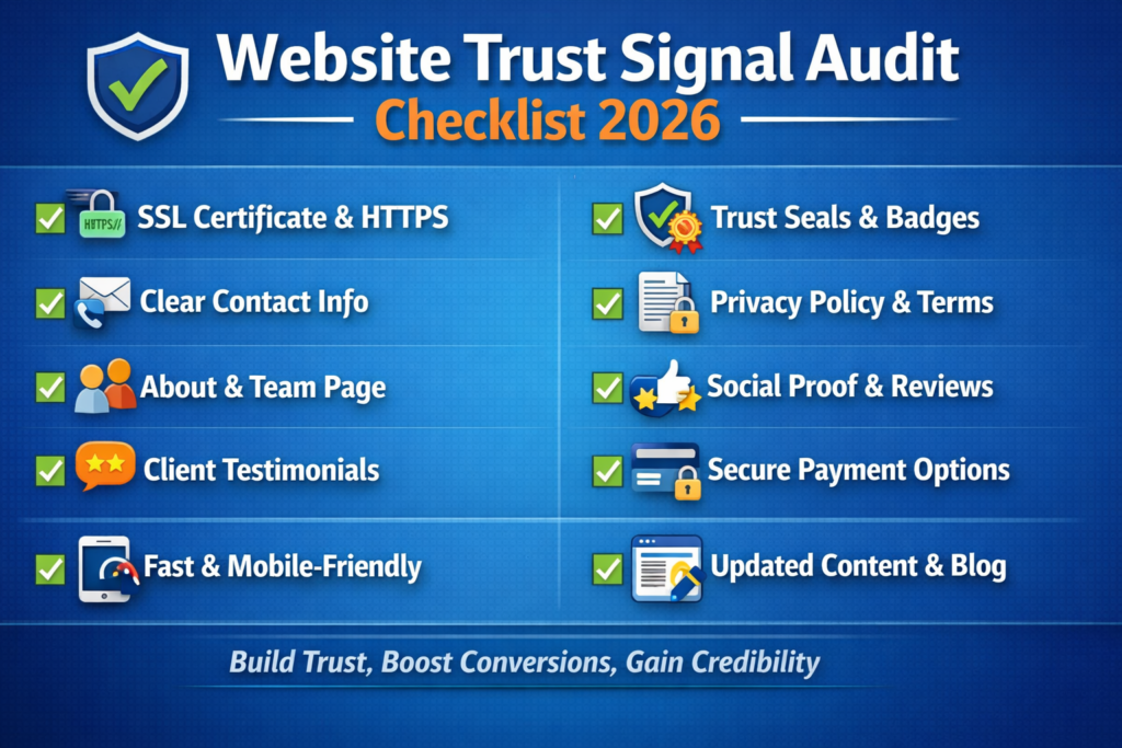 Website trust signals audit checklist for lead generation teams