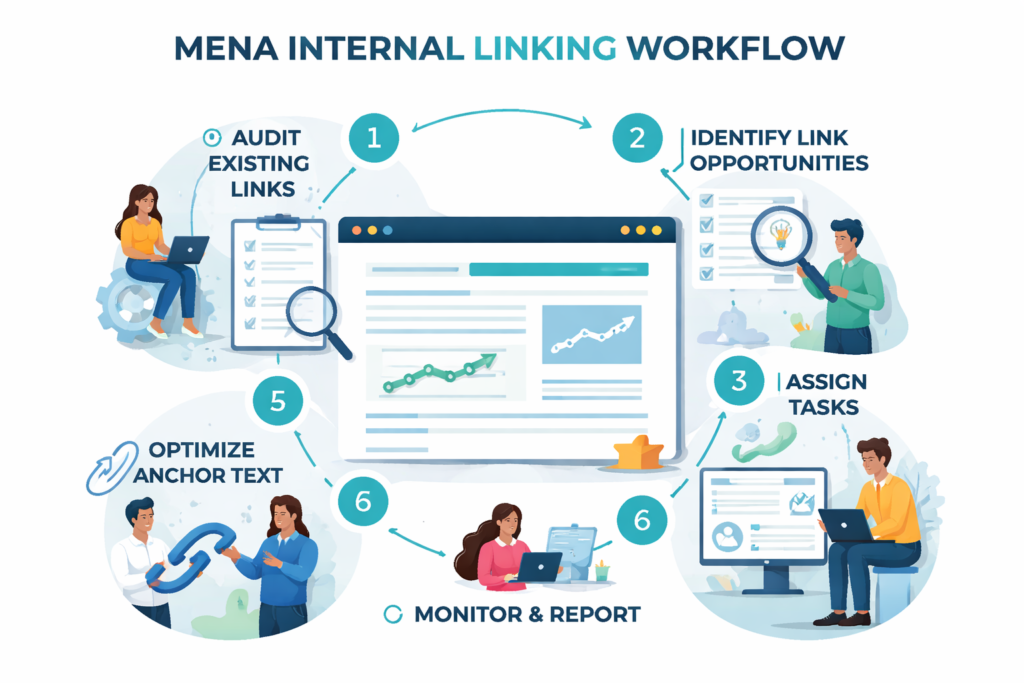 internal linking strategy for MENA blogs workflow for GCC teams
