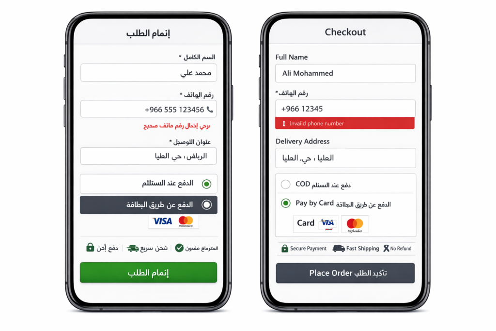 Arabic UX design for GCC checkout and forms
