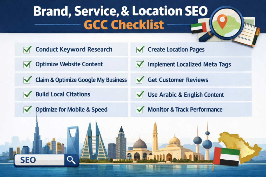 Entity SEO agency MENA checklist for brand service and location SEO